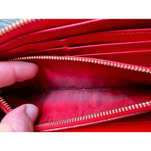 Miu Miu Red Croc Embossed Leather Zip Around Wallet with Original Box - Picture 14 of 16